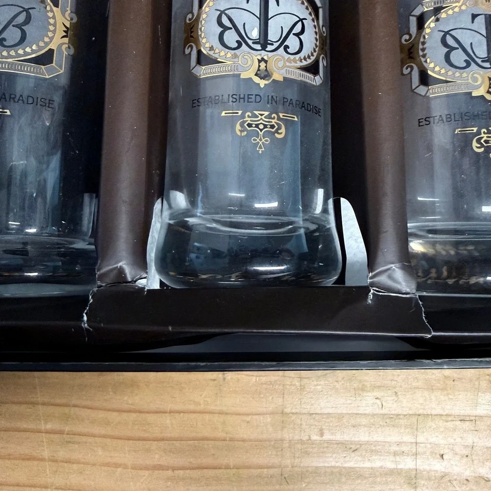 Tommy Bahama Mojito Collection Set‎ 4 Glasses and Bamboo Muddler Barware Boxed